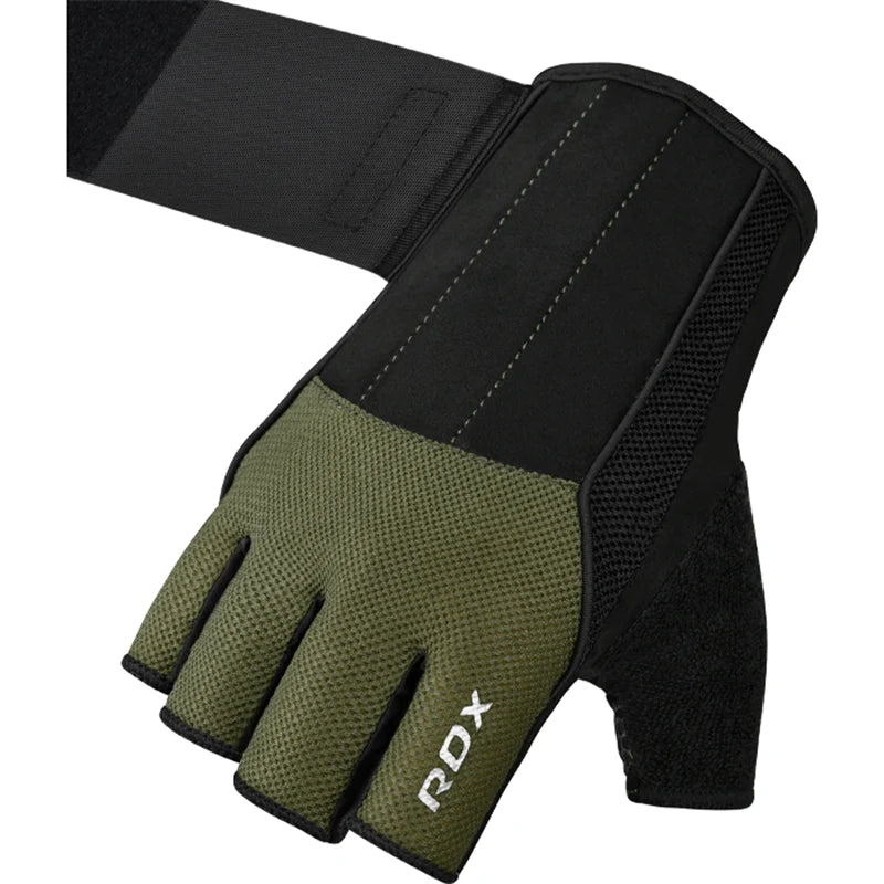 RDX W3 Gym Weight Lifting Gloves V3#color_army-green