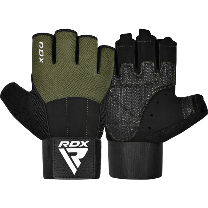 RDX W3 Gym Weight Lifting Gloves V3#color_army-green
