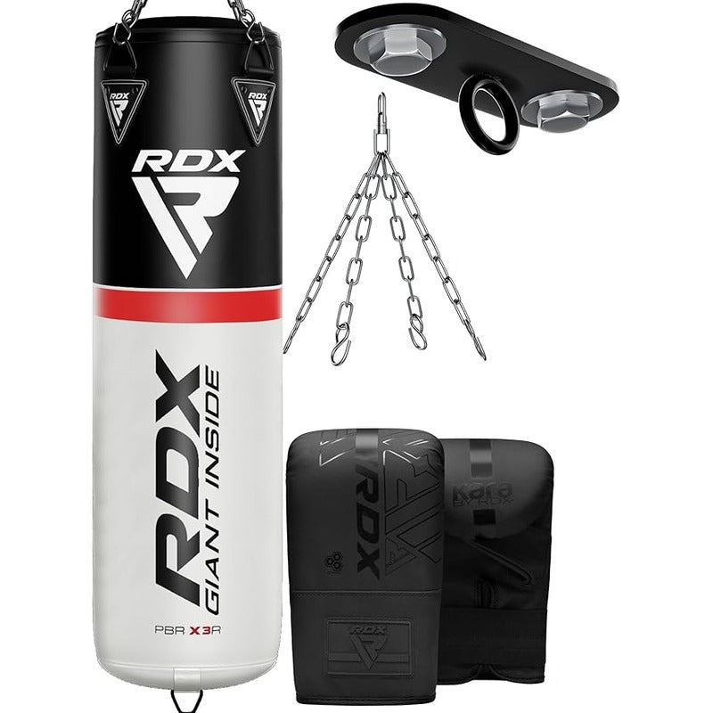 RDX X3 4ft 4-in-1 Punch Bag with Gloves & Ceiling Hook Set