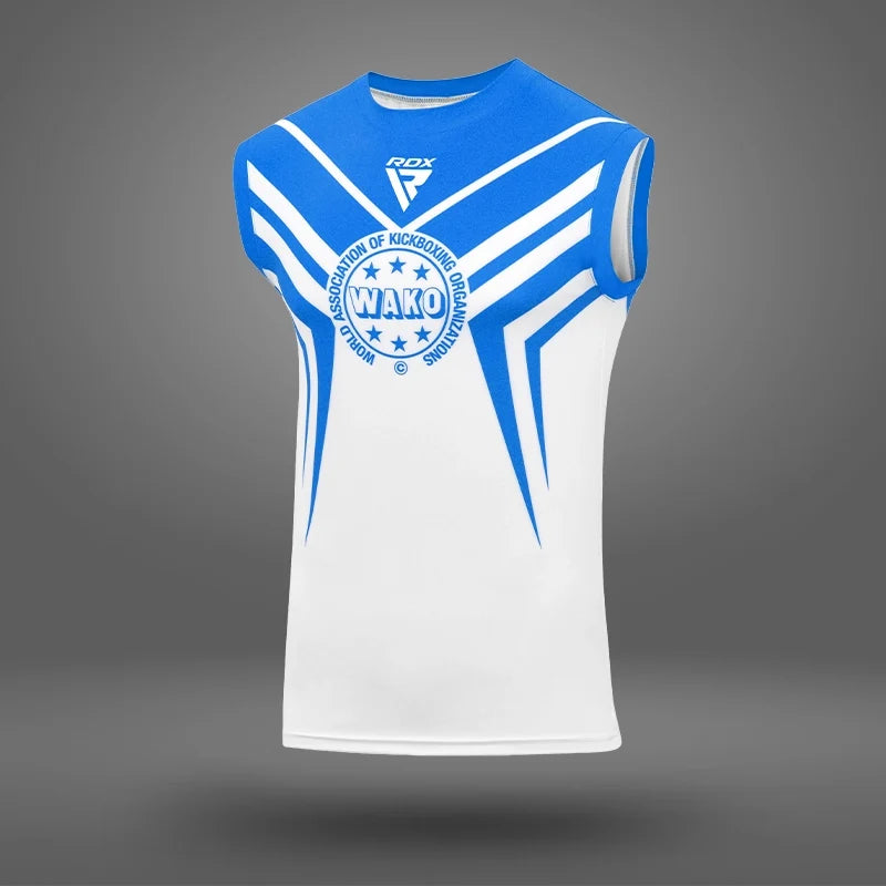 RDX Kick Light Uniform P2 Short/T-shirt Sleeveless#color_bluewhite