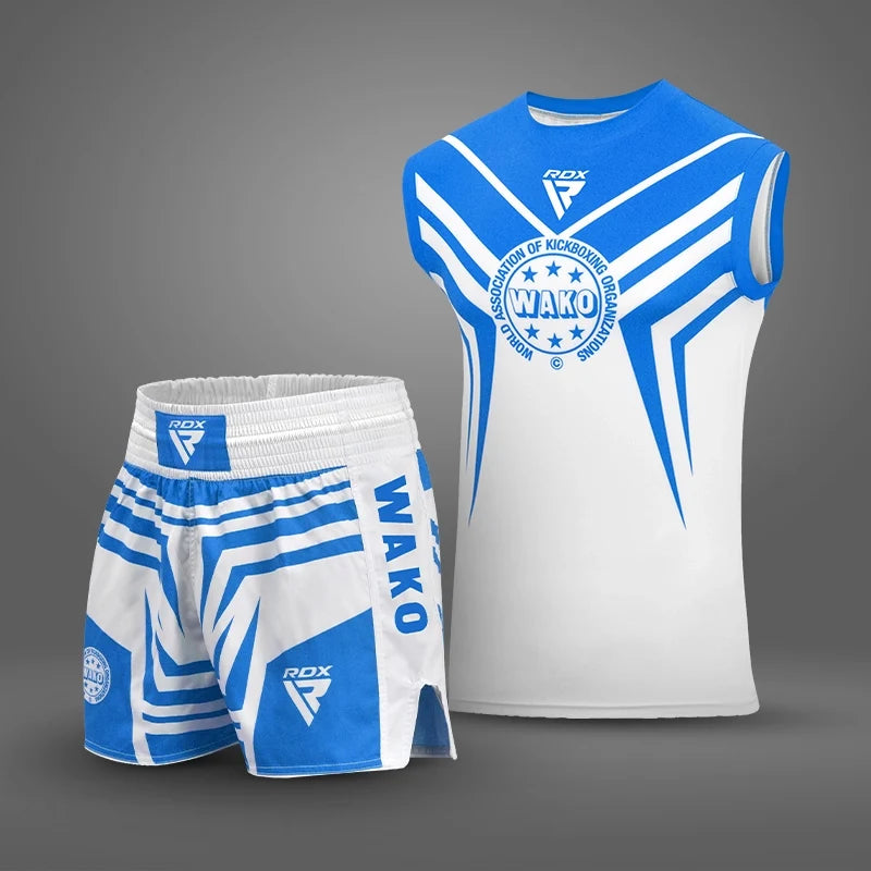 RDX Kick Light Uniform P2 Short/T-shirt Sleeveless#color_bluewhite