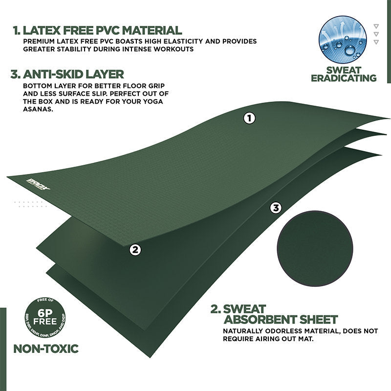 RDX SC 4-in-1 Iris 6mm PVC Yoga Mat Set  #color_#color_green