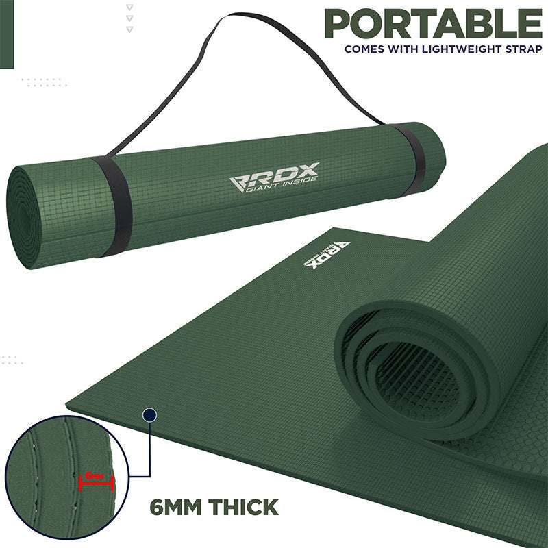 RDX SC 4-in-1 Iris 6mm PVC Yoga Mat Set  #color_#color_green
