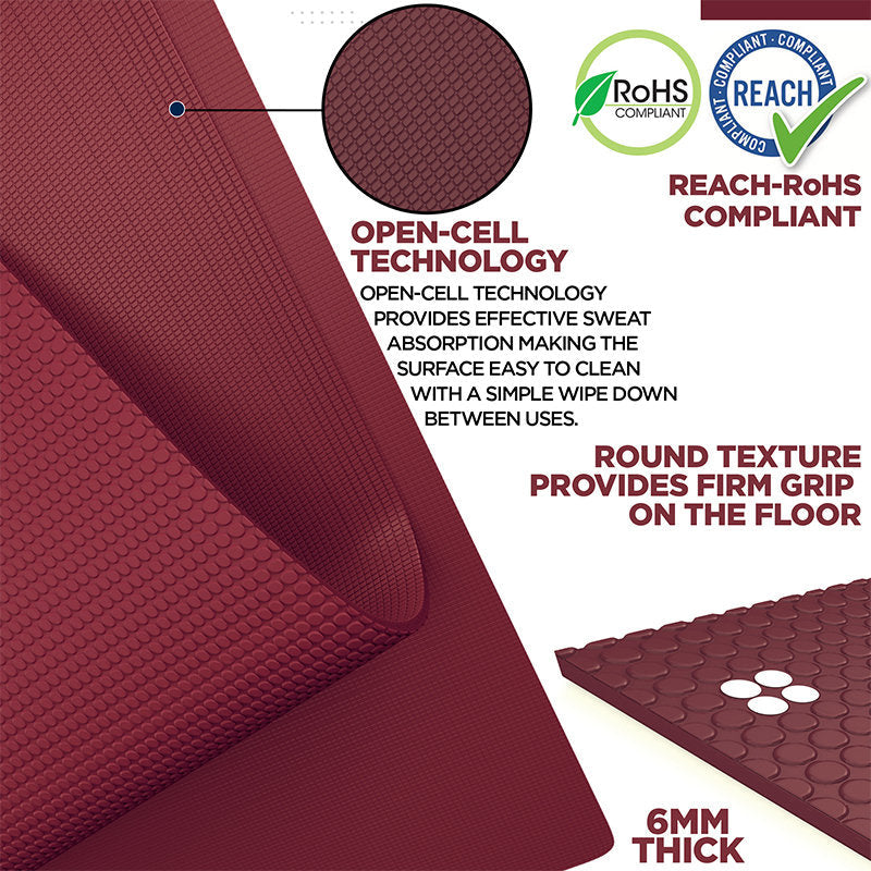 RDX SC 4-in-1 Iris 6mm PVC Yoga Mat Set  #color_#color_maroon