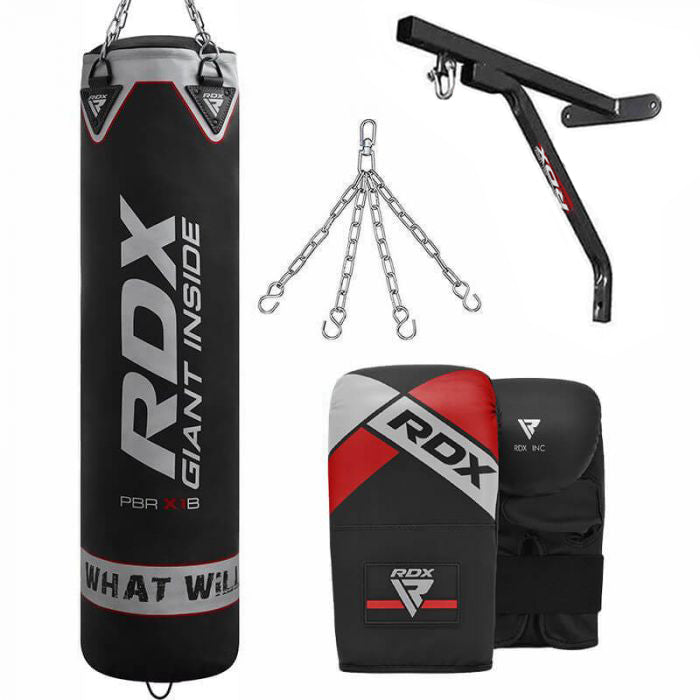 RDX X1 4ft / 5ft 4-in-1 Punch Bag with bag gloves & wall Bracket Set Unfilled