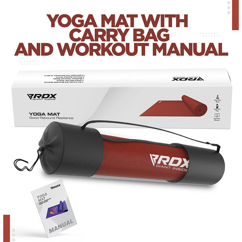 RDX SC 4-in-1 Iris 6mm PVC Yoga Mat Set  #color_#color_maroon